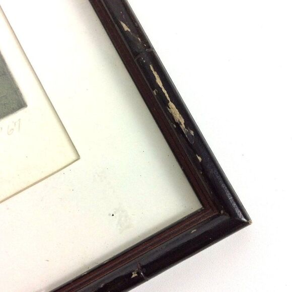 Mary Betts Pen Ink Illustration Asian Man Carrying Pack By 1967 Matted Framed - Picture 4 of 5